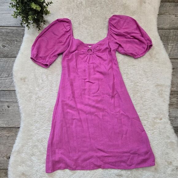 Sim &  Sam Bright Purple Puff Sleeve Dress, Size Small - Picture 1 of 9